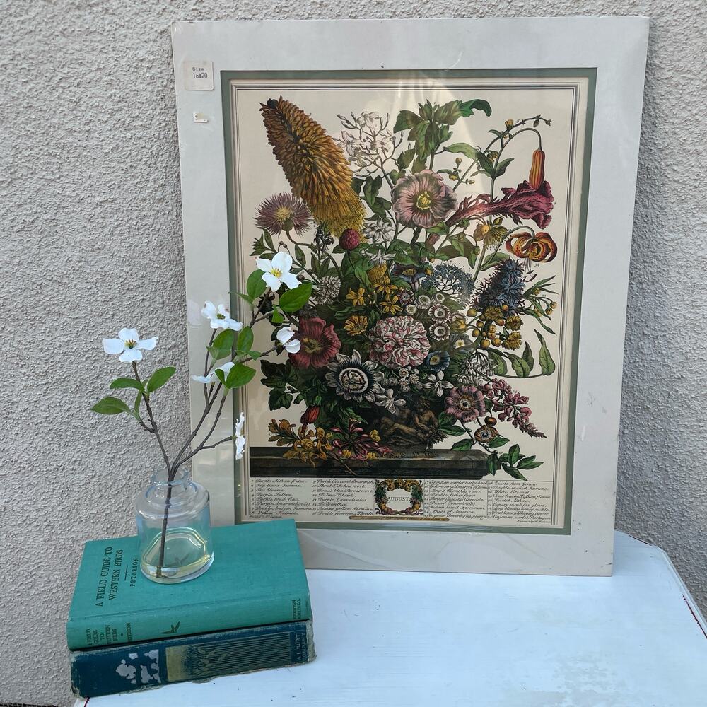 Vintage Henry Fletcher Matted August Bouquet Print Botanical